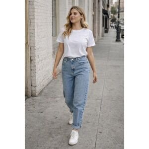 Lee Vintage High Rise Mom Jeans Light Wash Straight Leg Womens 30x31